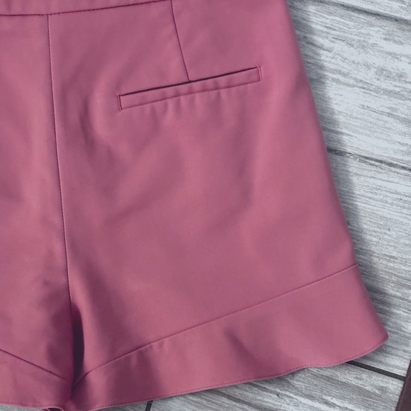 Zara High Waist Scalloped Hem Shorts - Dusty Pink Size S - Picture 5 of 7